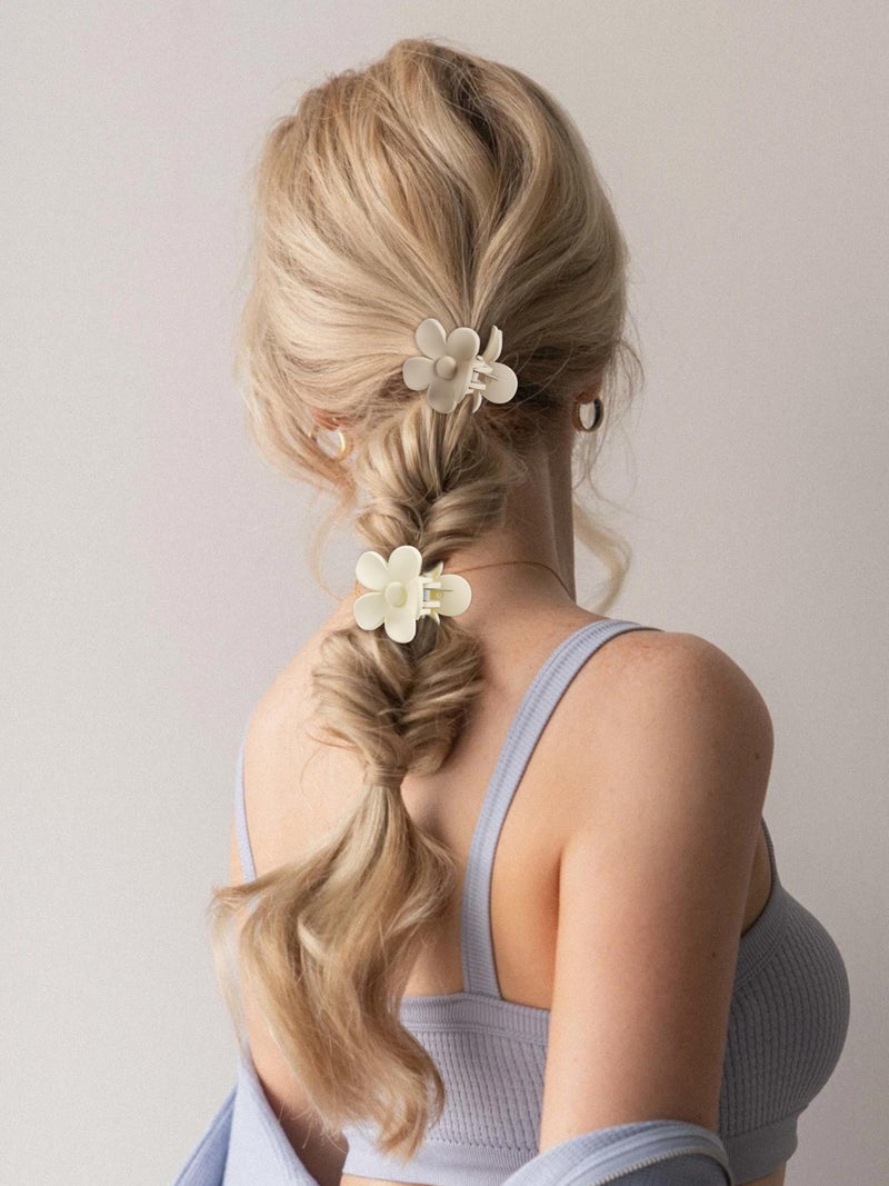 Sunolga 3 Styles 12PCS Hair Clips for Women Small Medium Big Claw Clips for Thin Thick Hair 4.6'' Flat Hair Claws 2'' Rectangle Hair Claw Small Flower Clips Combination |Hair Accessories for Women - Image 3